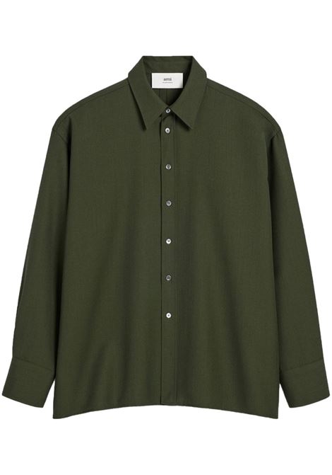 Olive green rear-slit shirt Ami Paris - unisex